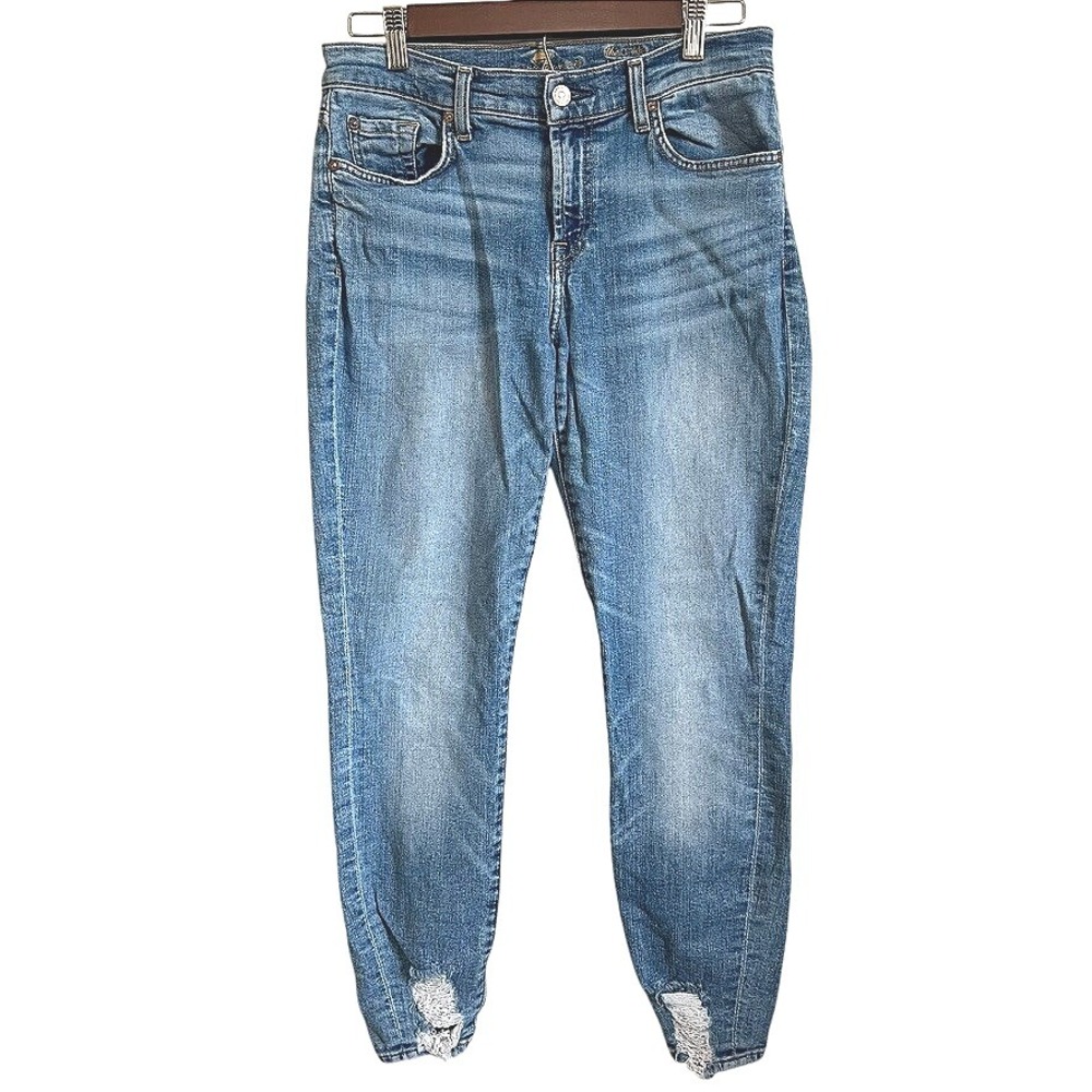 7 For All Mankind The Ankle Skinny Jeans‎ Denim Size 28 Distressed